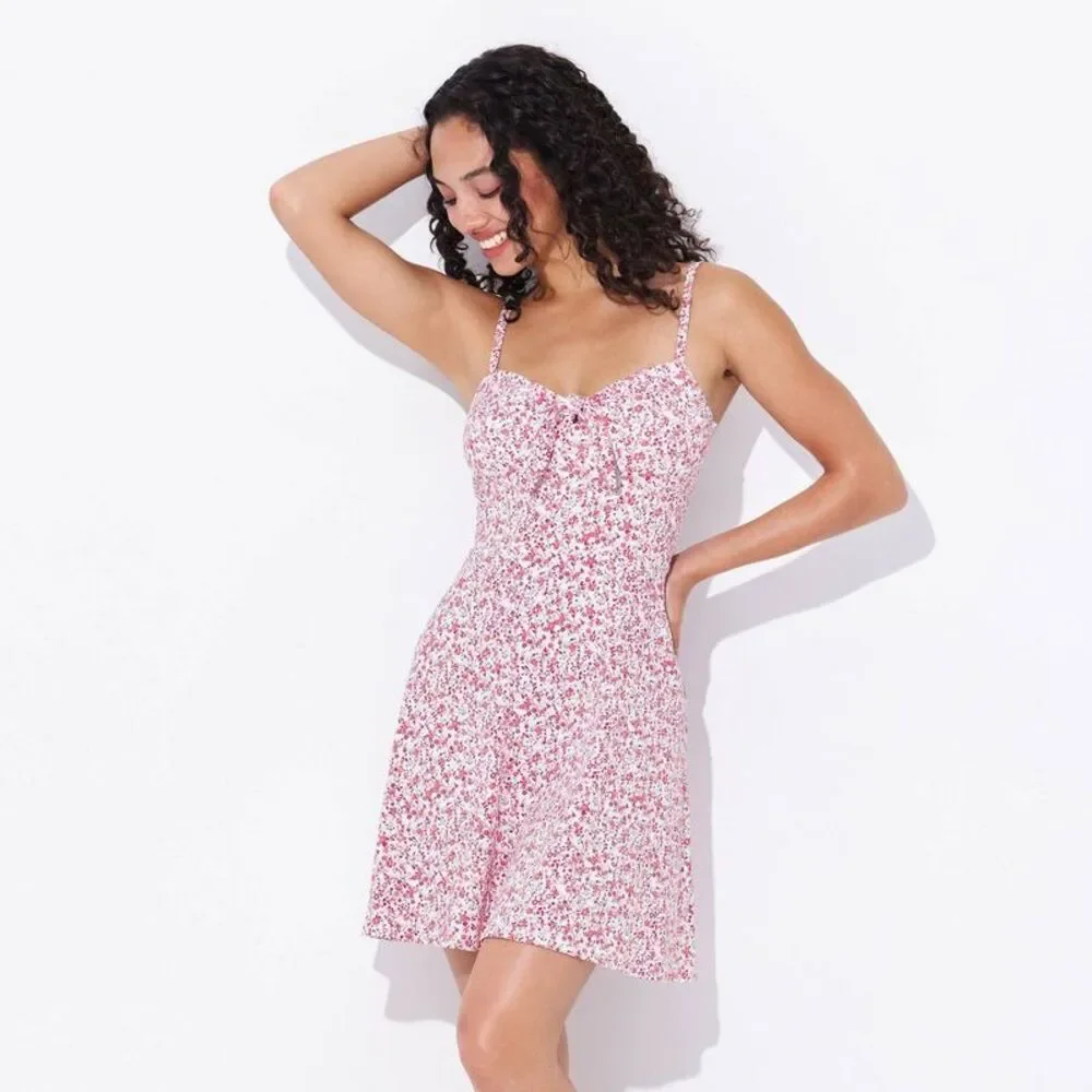Women's Tie-Front Mini Dress - Wild Fable Navy Blue Floral S